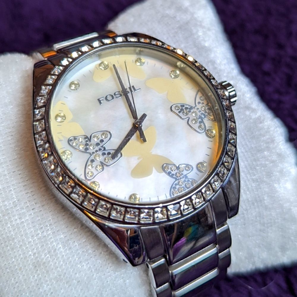 RARE butterfly fossil boyfriend watch